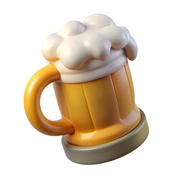 3d rendering of a frosty beer mug with foam froth beverage Stock Illustration