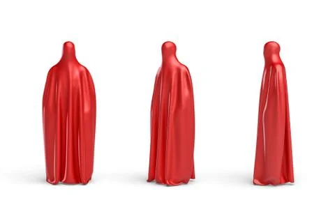 3d rendering of a full height human silhouette covered by red cloth in front Stock Illustration