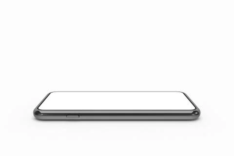 3D Rendering Full Screen Phone Mock Up For Your Design on White Stock Photos