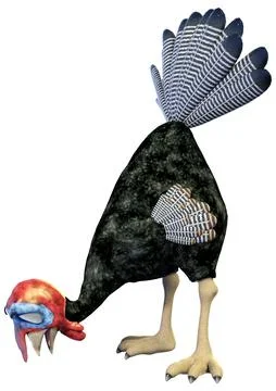 3D rendering of funny cartoon turkey with expressive face and spread tail f.. Stock Illustration