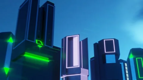 3D rendering, future city adorned with skyscrapers. Step into the future Vidéo 273631822
