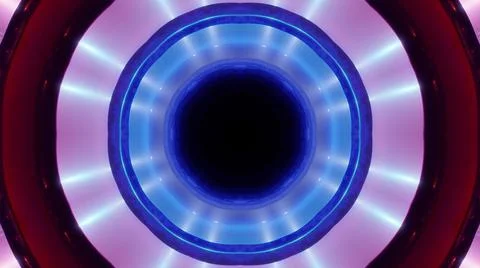 3D rendering of a futuristic abstract loop background with colorful neon ligh Stock Illustration