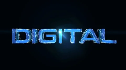 3D rendering futuristic animation background with the word digital Stock Footage 93542778