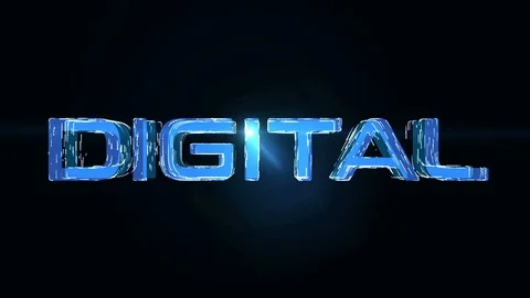 3D rendering futuristic animation background with the word digital Stock Footage 93542789