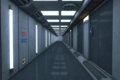 3d rendering. Futuristic background architecture corridor. Stock Illustration