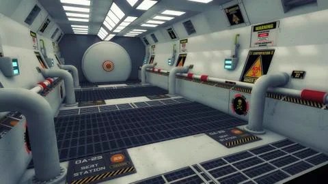 3d rendering. Futuristic background architecture corridor. Stock Illustration