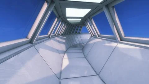 3d rendering. Futuristic background architecture corridor. Stock Illustration