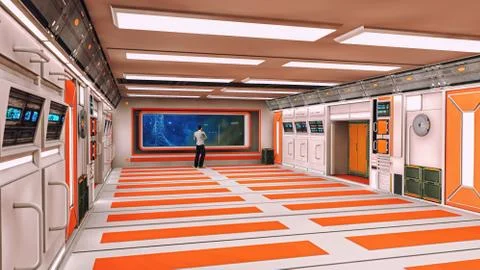 3d rendering. Futuristic background architecture corridor. Stock-Illustration