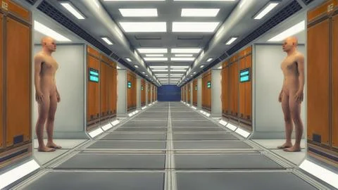 3d rendering. Futuristic background architecture corridor. Stock Illustration