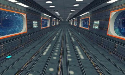 3d rendering. Futuristic background architecture corridor. Stock Illustration