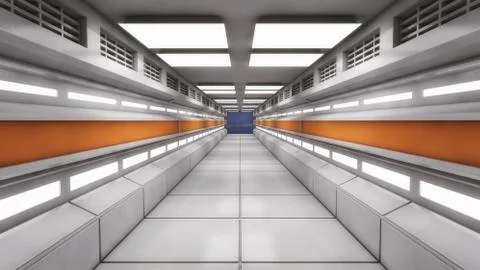 3d rendering. Futuristic background architecture corridor. Stock Illustration