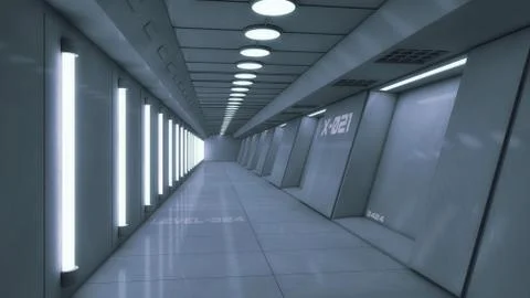 3d rendering. Futuristic background architecture corridor. Stock Illustration