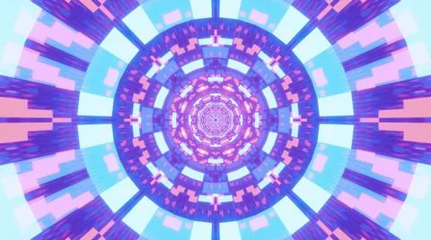 A 3D rendering of a futuristic background with geometric shapes and colorful  Stock Illustration