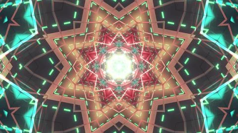 A 3D rendering of a futuristic background with geometric shapes and glowing g Stock Illustration