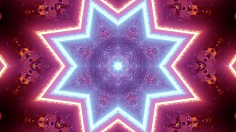 A 3D rendering of a futuristic background with geometric shapes and glowing n Stock Illustration