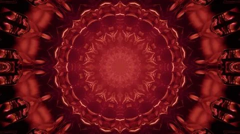 3D rendering of a futuristic background with a red kaleidoscope pattern Stock Illustration