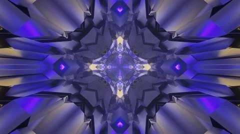 3D rendering of a futuristic blue background with a kaleidoscope pattern Stock Illustration