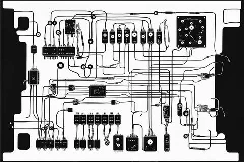 3D rendering. Futuristic circuit of electrical device. Background Stock Illustration