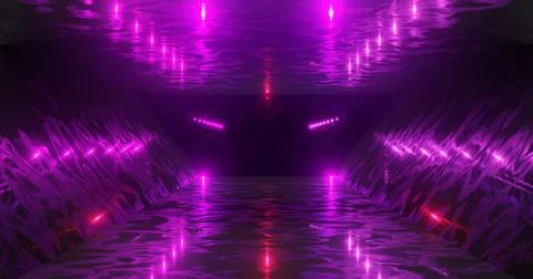3d rendering. Futuristic glowing corridor or tunnel. Neon scene. Light flare Stock Illustration