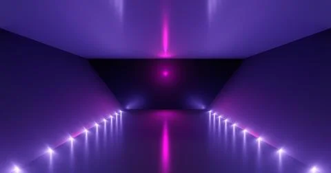 3d rendering. Futuristic glowing corridor or tunnel. Neon scene. Light flare Stock Illustration