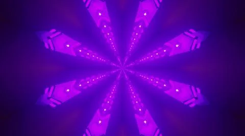 3D rendering of futuristic kaleidoscope patterns in neon purple vibrant color Stock Illustration