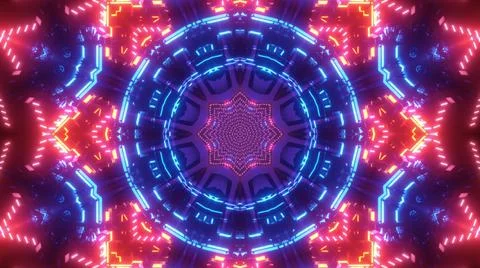 3D rendering of futuristic kaleidoscope patterns in colorful vibrant colors Stock Illustration