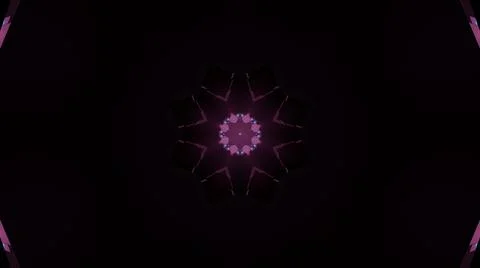 A 3D rendering of futuristic kaleidoscope patterns in black and purple vibran Stock Illustration