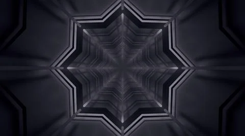 3D rendering of futuristic kaleidoscopic patterns in gray vibrant color Stock Illustration