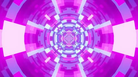 A 3D rendering of futuristic kaleidoscopic patterns in light purple vibrant c Stock Illustration
