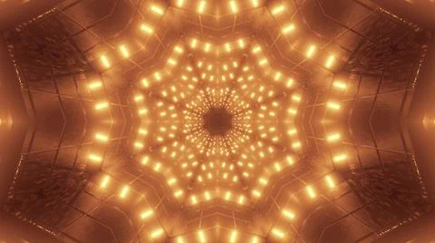 3D rendering of futuristic kaleidoscopic patterns in neon brown vibrant color Stock Illustration