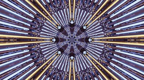3D rendering of futuristic kaleidoscopic patterns background in vibrant yellow Stock Illustration