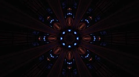 3D rendering of futuristic kaleidoscopic patterns background in vibrant brown Stock Illustration