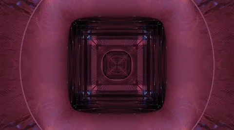 3D rendering of futuristic kaleidoscopic patterns background in vibrant maroon Stock Illustration