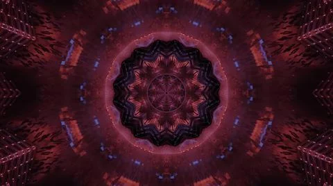 3D rendering of futuristic kaleidoscopic patterns background in vibrant band Stock Illustration