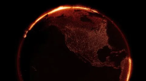3D rendering of futuristic particle digital earth isolated on a black background 스톡 일러스트