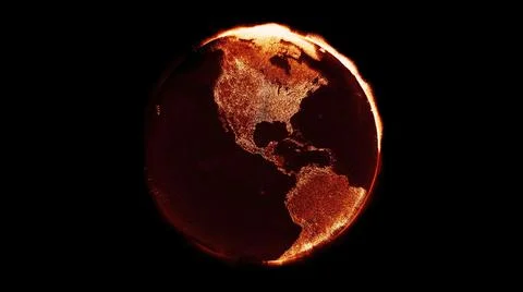 3D rendering of futuristic particle digital earth isolated on a black background 스톡 일러스트