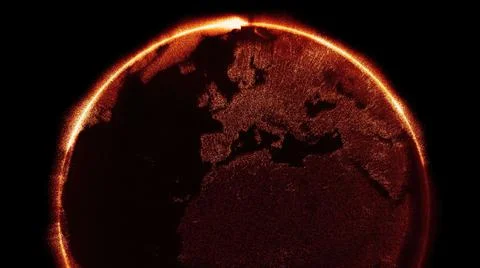 3D rendering of futuristic particle digital earth isolated on a black background 스톡 일러스트