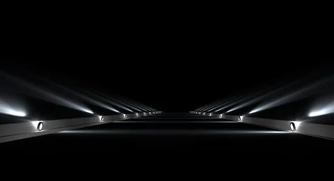 3d rendering of a futuristic road with lights along the path Stock Illustration