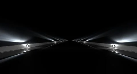 3d rendering of a futuristic road with lights along the path Stock Illustration