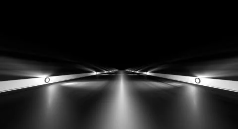 3d rendering of a futuristic road with lights along the path Stock Illustration