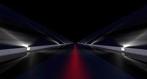 3d rendering of a futuristic road with lights along the path Stock Illustration