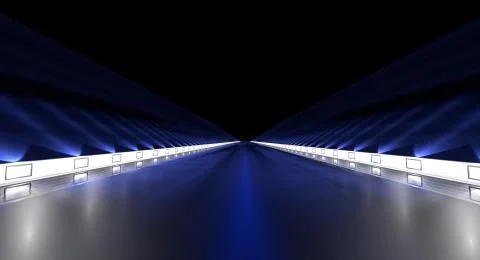 3d rendering of a futuristic road with lights along the path Stock Illustration