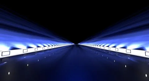 3d rendering of a futuristic road with lights along the path Stock Illustration