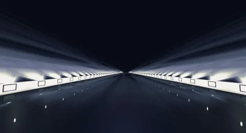 3d rendering of a futuristic road with lights along the path Stock Illustration