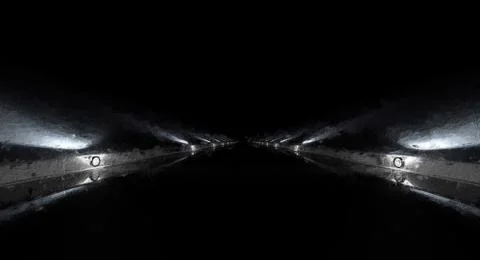3d rendering of a futuristic road with lights along the path Stock Illustration