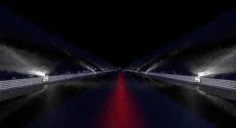 3d rendering of a futuristic road with lights along the path Stock Illustration