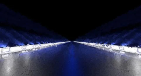 3d rendering of a futuristic road with lights along the path Stock Illustration