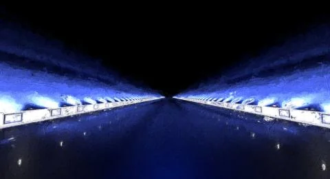 3d rendering of a futuristic road with lights along the path Stock Illustration