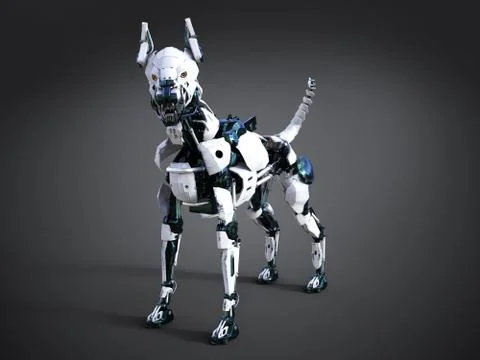 3D rendering of a futuristic robot dog. Stock-Illustration