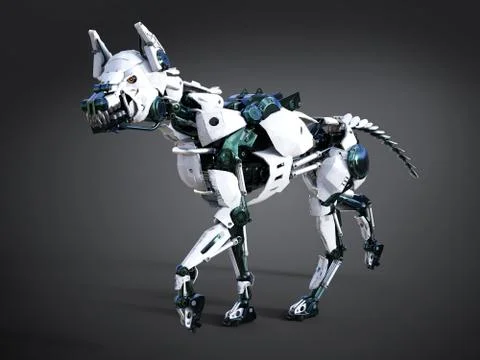 3D rendering of a futuristic robot dog. Stock Illustration